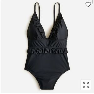 NWT Jcrew Long-torso ruffle plunge V-neck one-piece